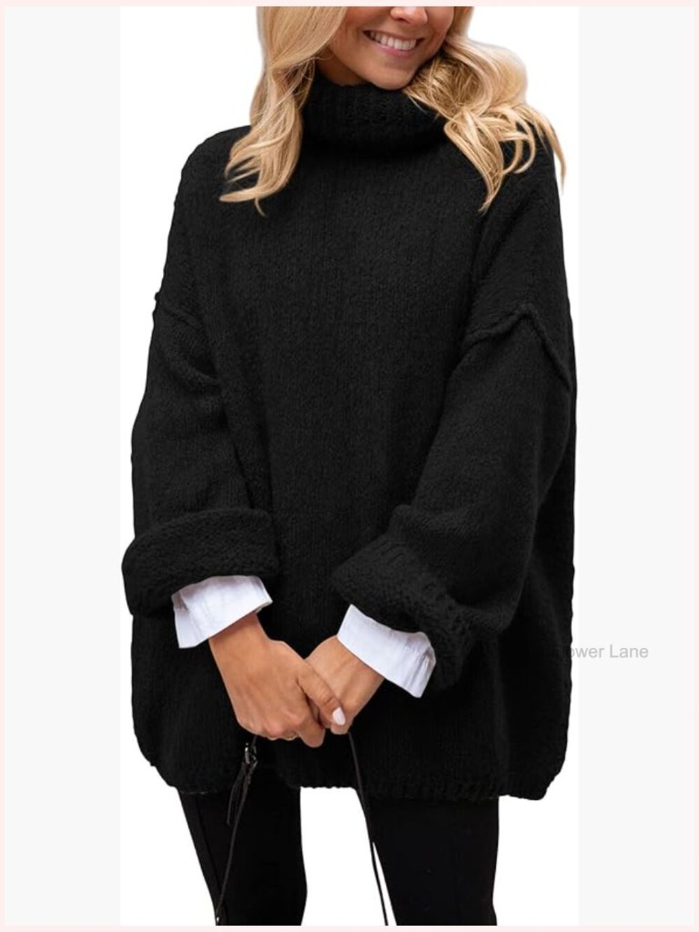 Oversized Chunky Turtleneck Pullover Sweater Long Sleeve Slouchy Fall Winter Top